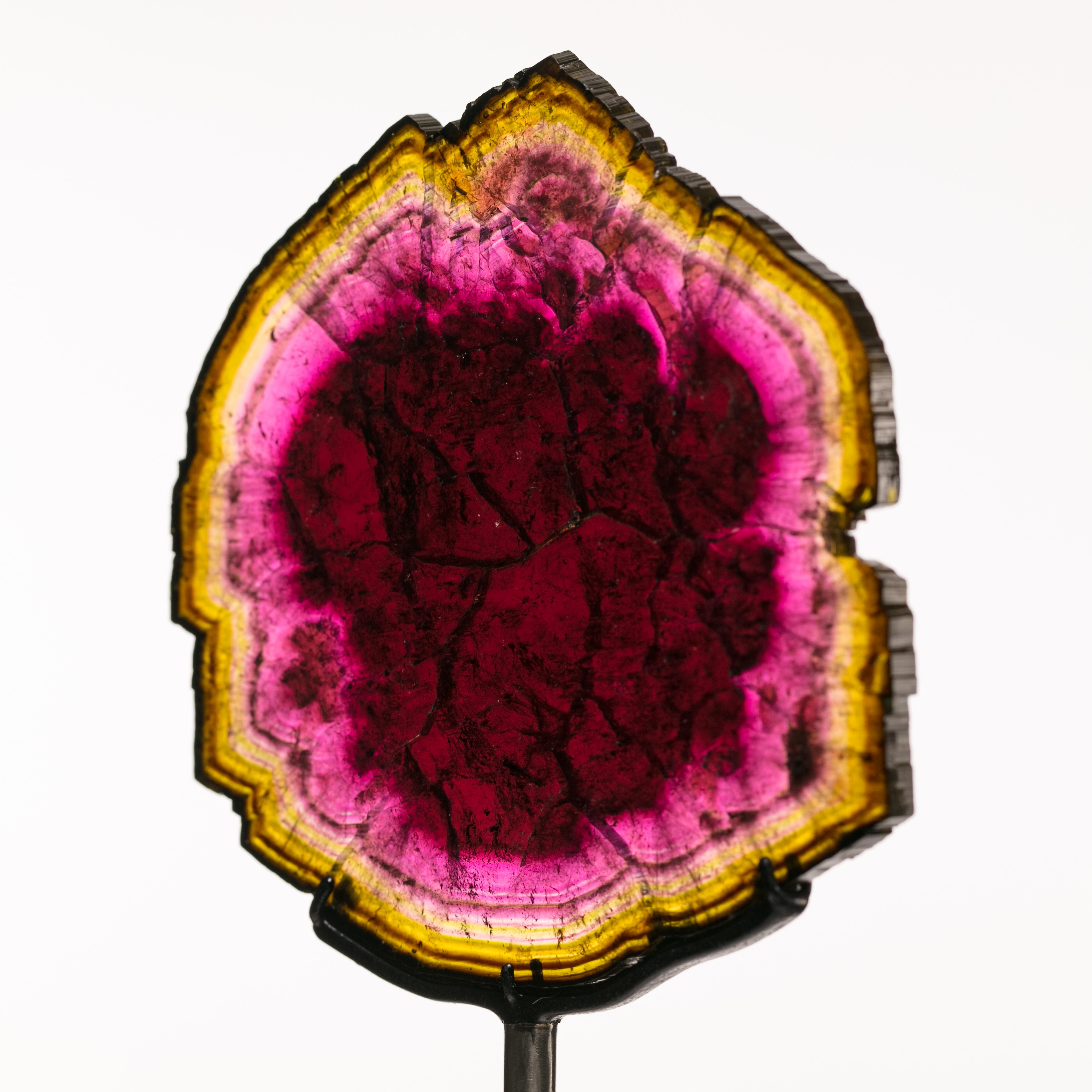 Red, Pink, & Green Watermelon Tourmaline Slice—  Anjanabonoina, Madagascar In Good Condition For Sale In Edison, NJ