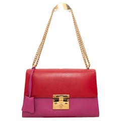 Red & Pink Gucci Color Block Padlock Shoulder Bag