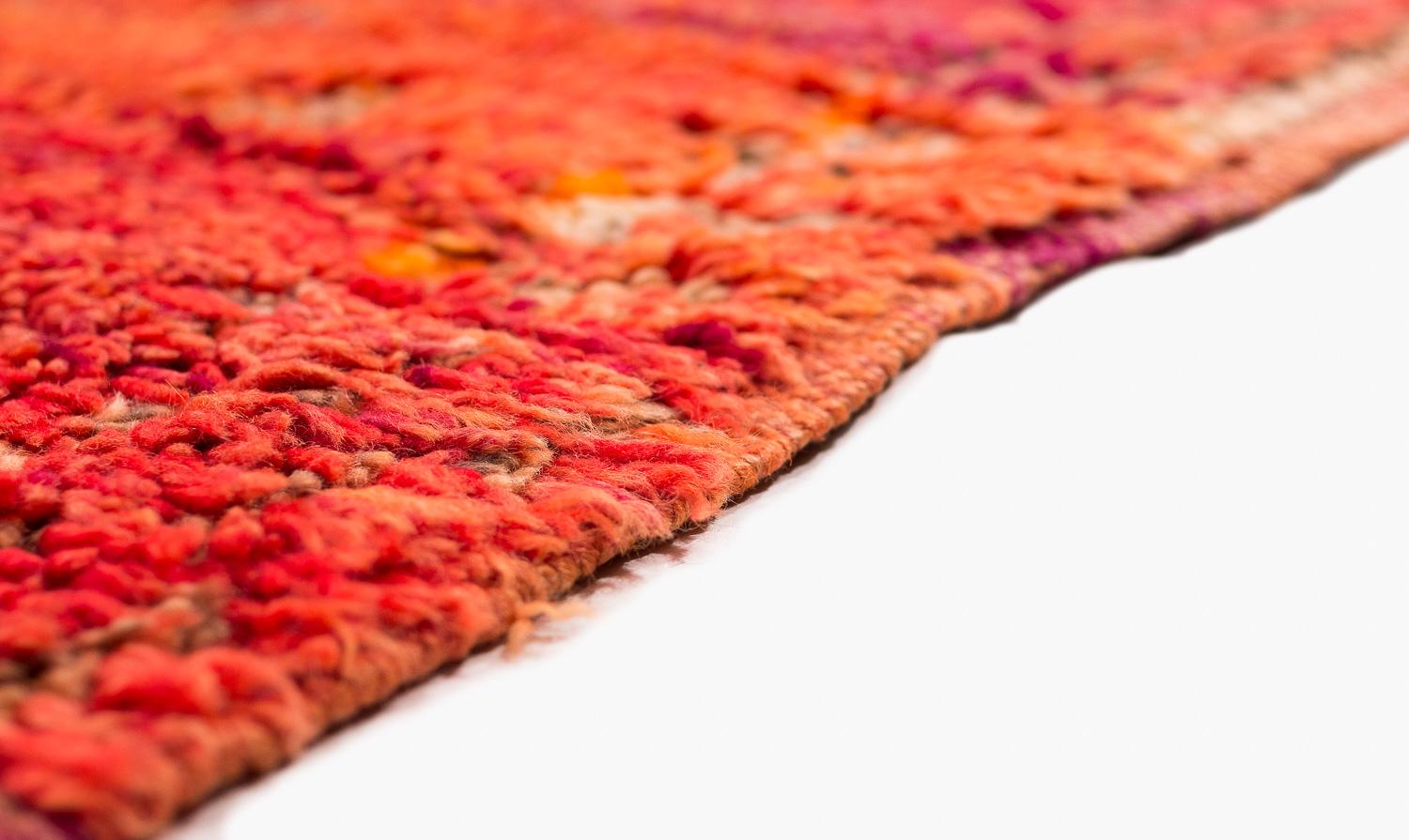Antique Ombre Midcentury Collectible Moroccan Wool Shag Area Rug Orange, Violet For Sale 1