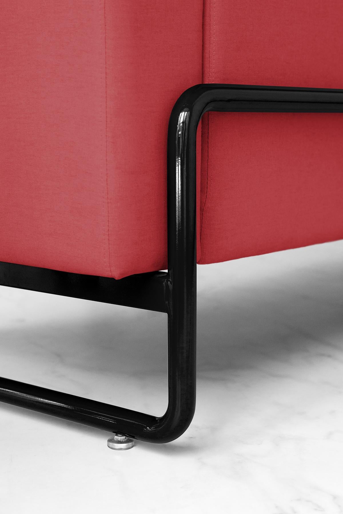 Red PK8 Armchair, Seat & Lamp Hybrid, Handmade Metal Structure by Paulo Kobylka For Sale 10
