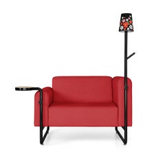 Red PK8 Armchair, Seat & Lamp Hybrid, Handmade Metal Structure by Paulo Kobylka