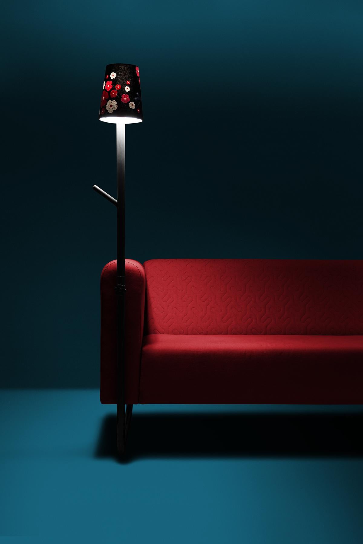 Red PK9 Sofa, Seat & Lamp Hybrid, Handmade Metal Structure by Paulo Kobylka For Sale 8