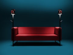Red PK9 Sofa, Seat & Lamp Hybrid, Handmade Metal Structure by Paulo Kobylka