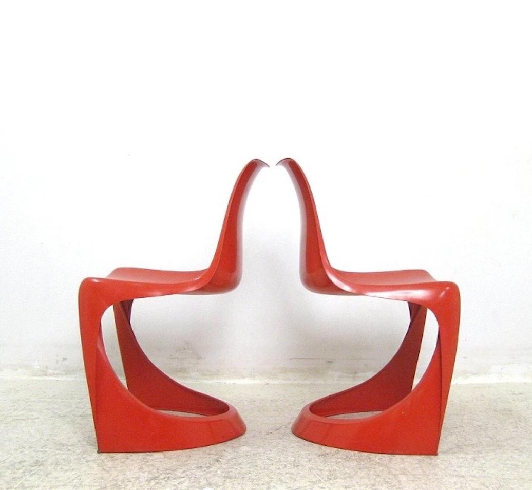 Mid-Century Modern Red Plastic Chairs by Steen Ostergaard by Cado, 1968