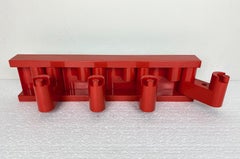 Red Plastic Wall Hook Coat Rack "Minivip" Benanti & Brunori for Velca Italy 1970