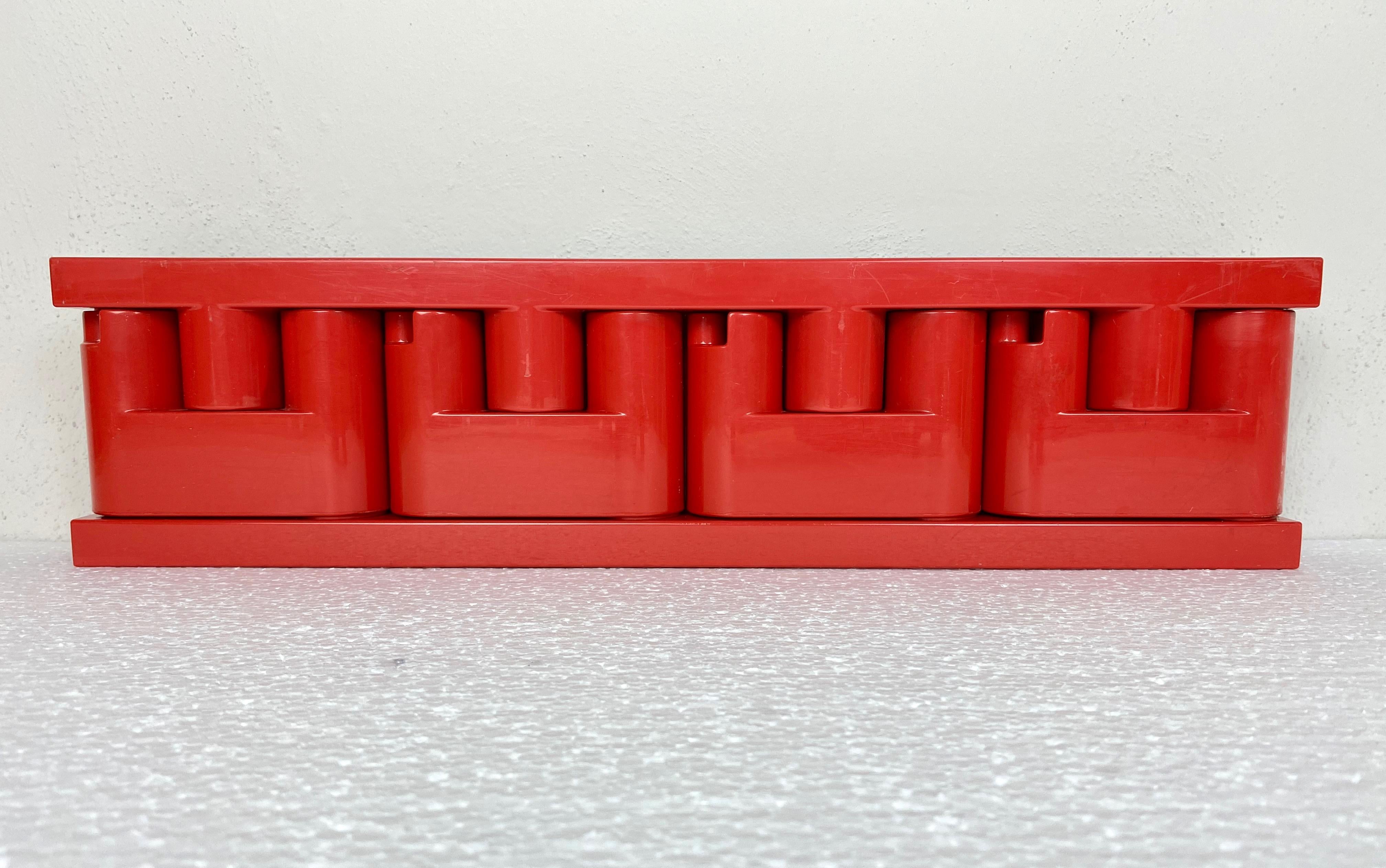 Italian Red Plastic Wall Hook Coat Rack 