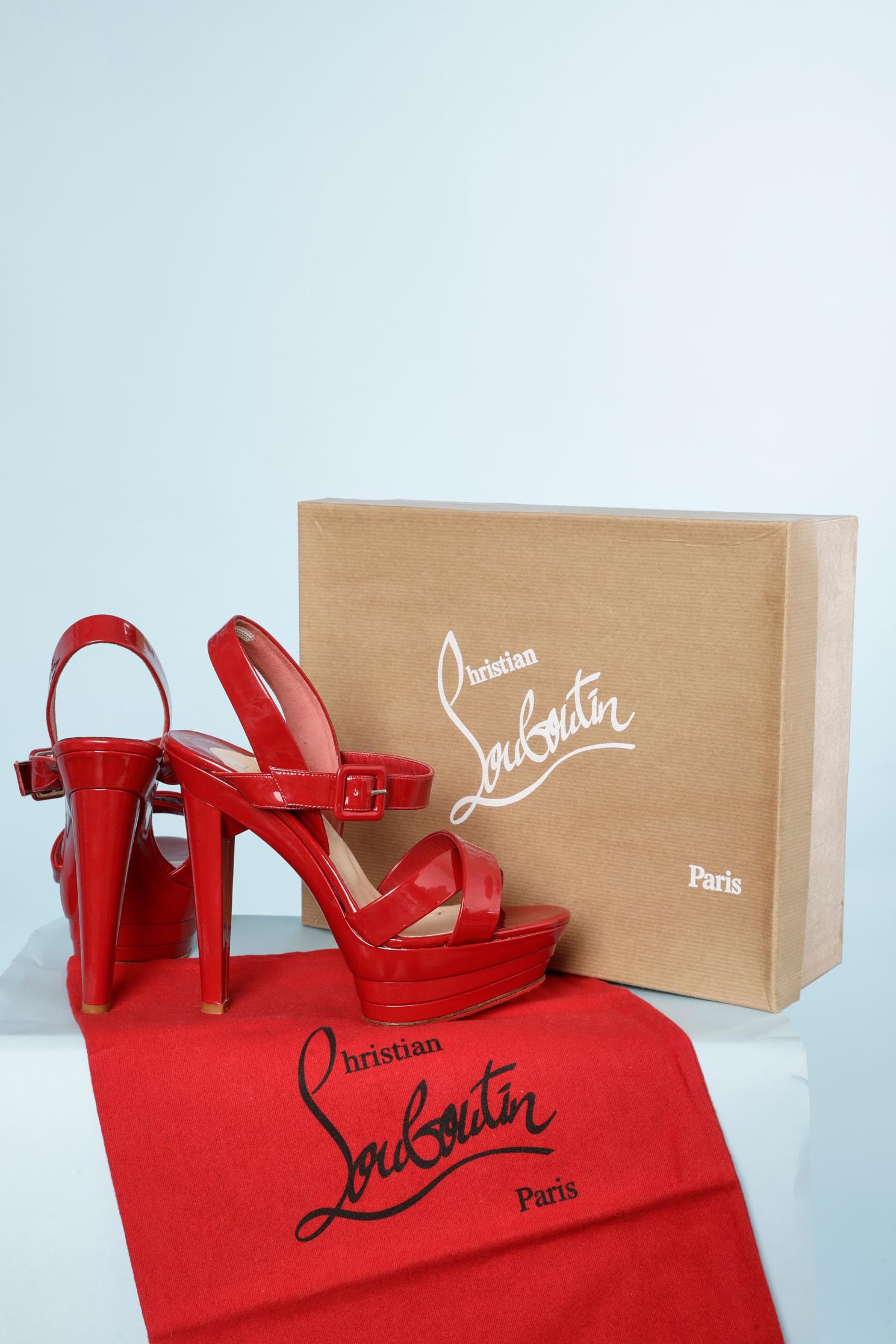 Women's Red platform-sandals in patent calf Christian Louboutin  For Sale