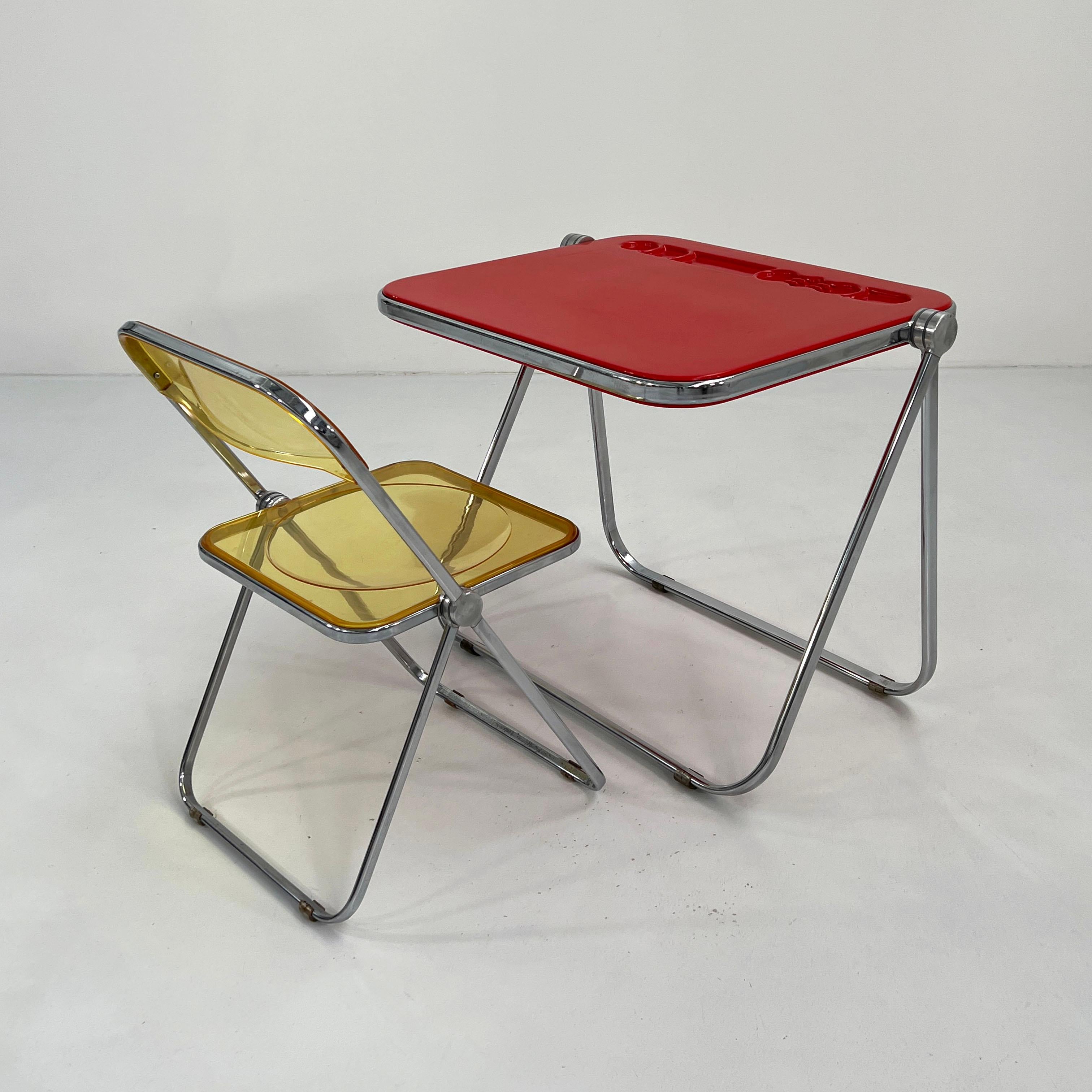 Red Platone Folding Desk by Giancarlo Piretti for Anonima Castelli, 1970s 4