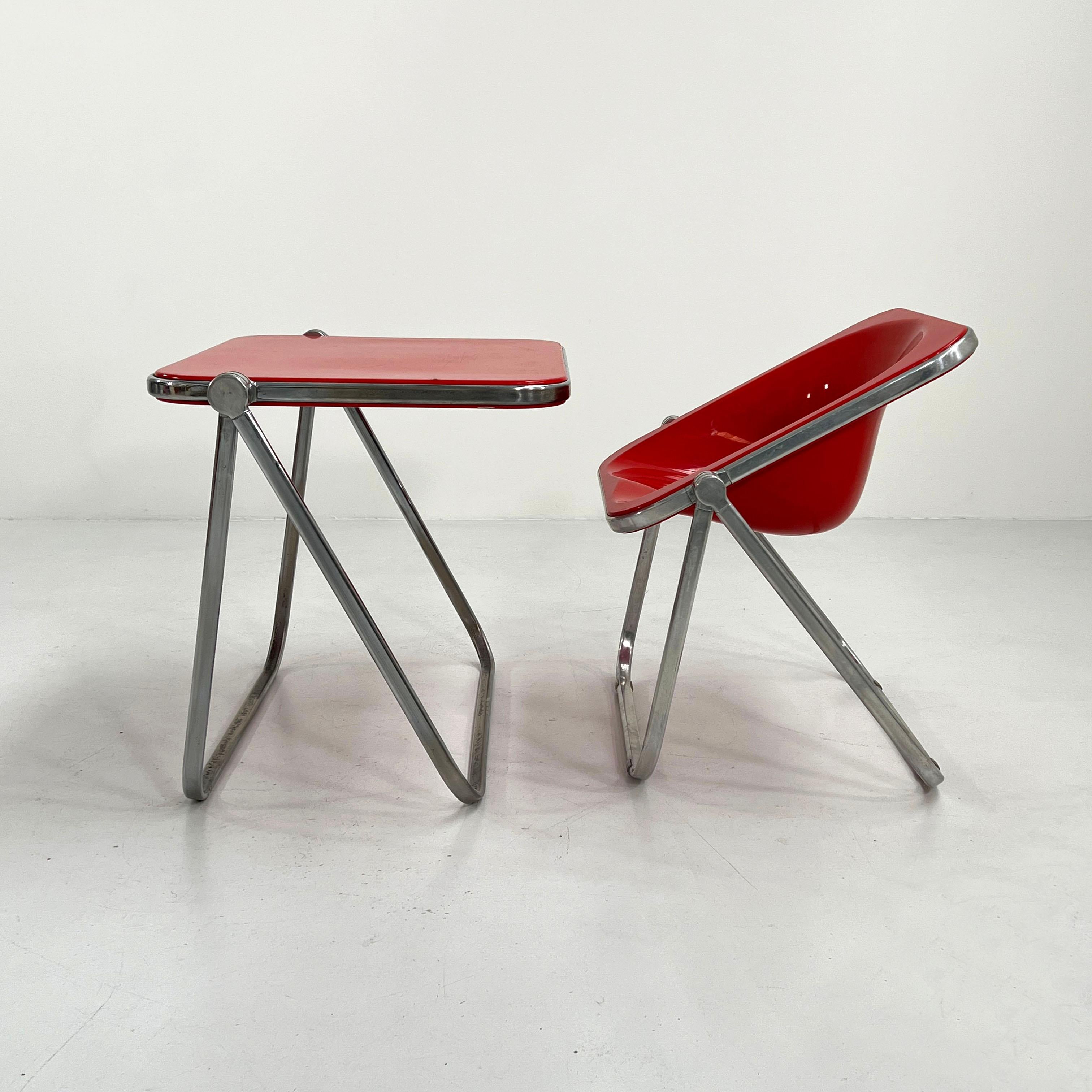 Red Platone Folding Desk by Giancarlo Piretti for Anonima Castelli, 1970s In Good Condition In Ixelles, Bruxelles
