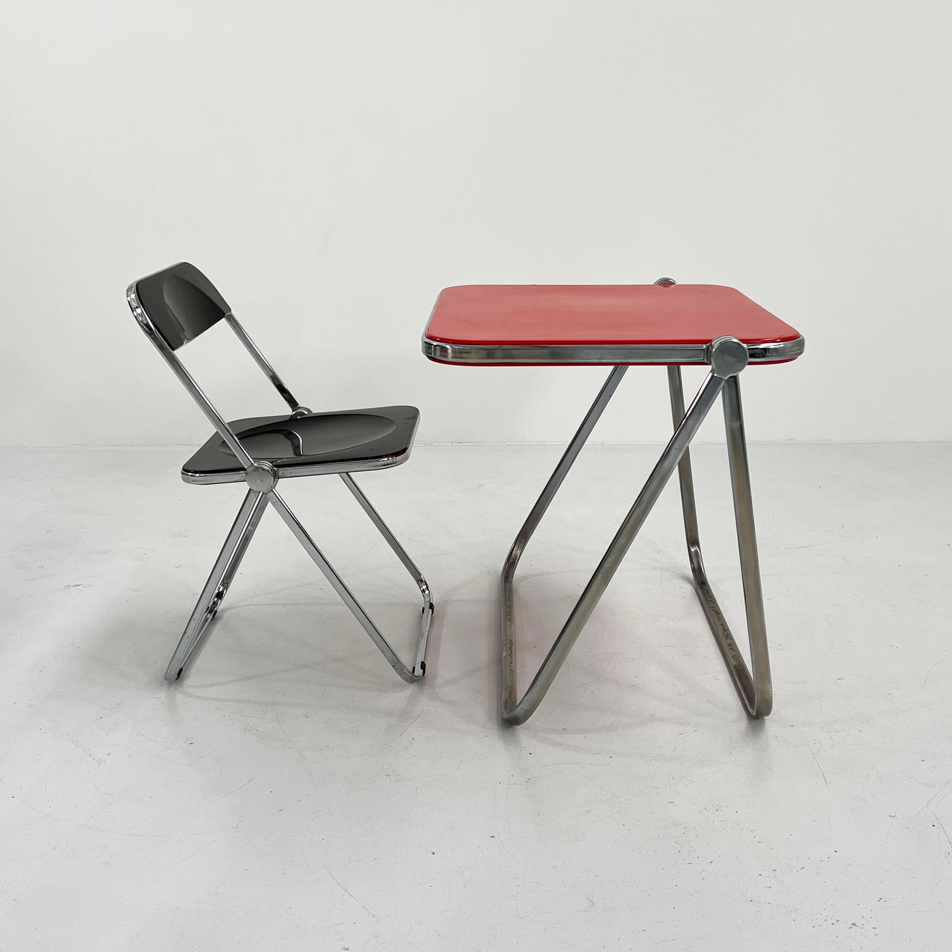 Aluminum Red Platone Folding Desk by Giancarlo Piretti for Anonima Castelli, 1970s