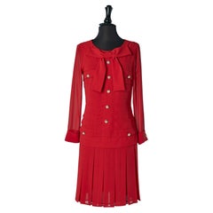 Robe de cocktail plissée rouge avec nœud Edward Achour