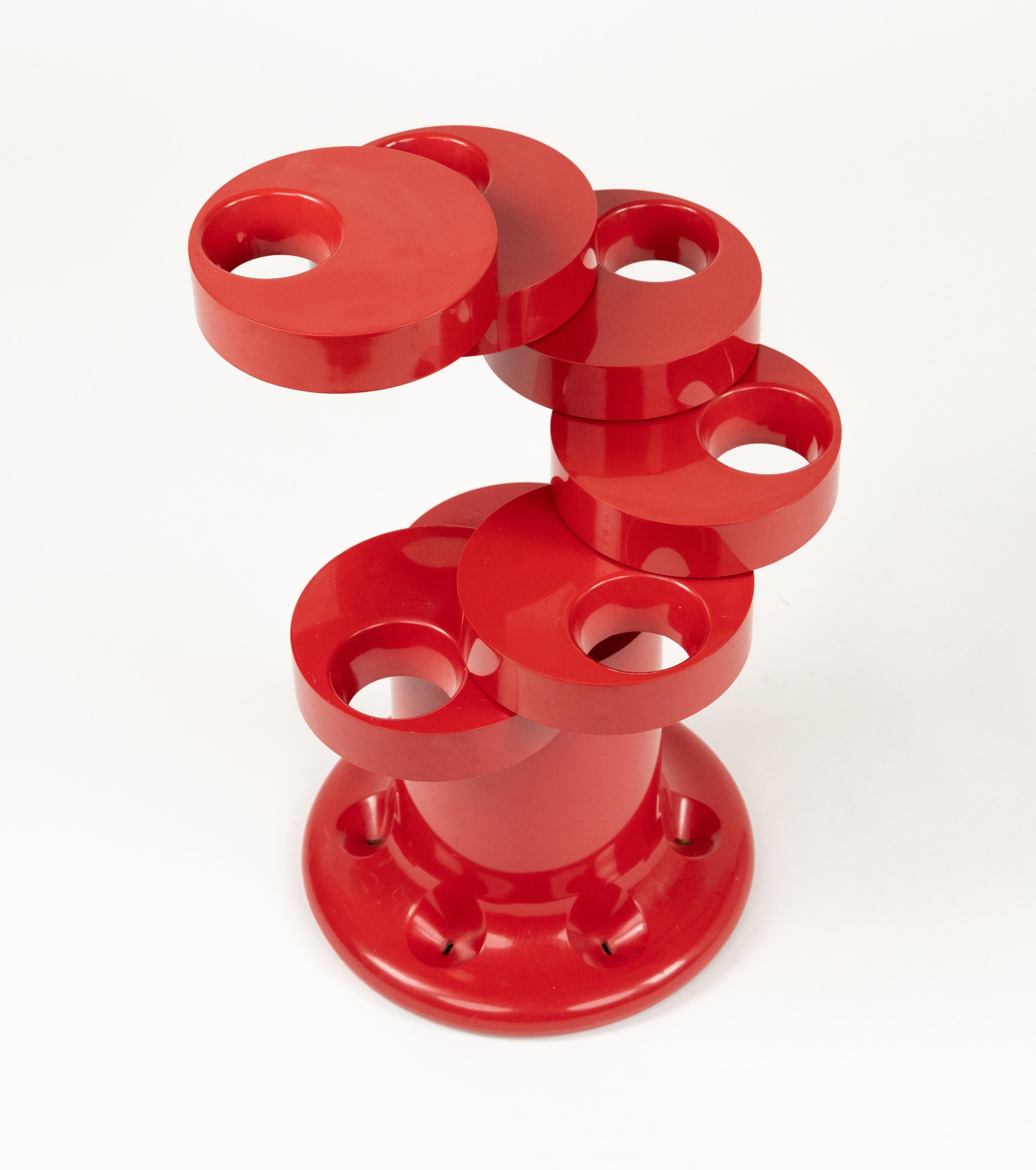 Stand pour Umbrella en Pluvium rouge Giancarlo Piretti pour Anonima Castelli Italie 1970 en vente 3