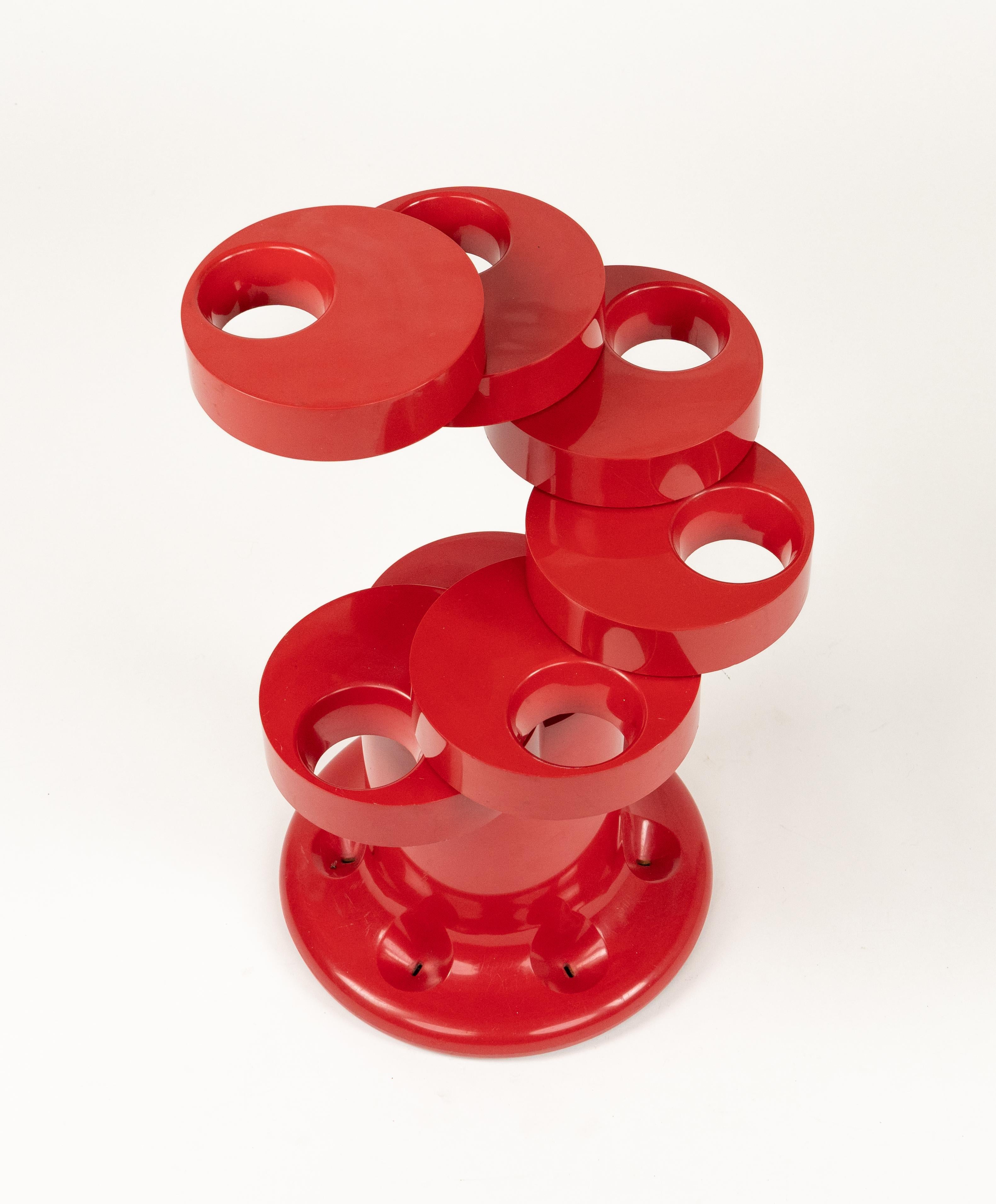 Stand pour Umbrella en Pluvium rouge Giancarlo Piretti pour Anonima Castelli Italie 1970 en vente 11
