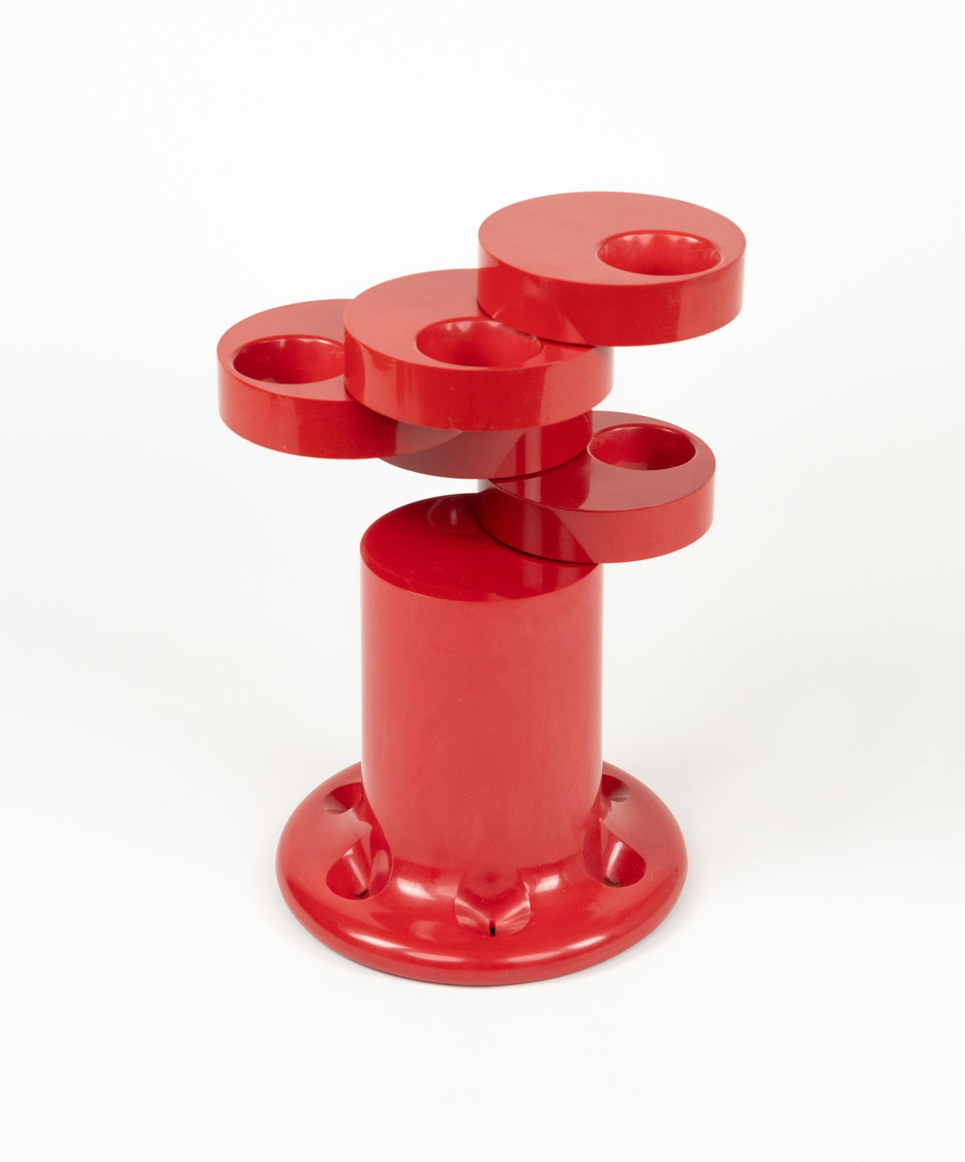 Stand pour Umbrella en Pluvium rouge Giancarlo Piretti pour Anonima Castelli Italie 1970 Bon état - En vente à Rome, IT