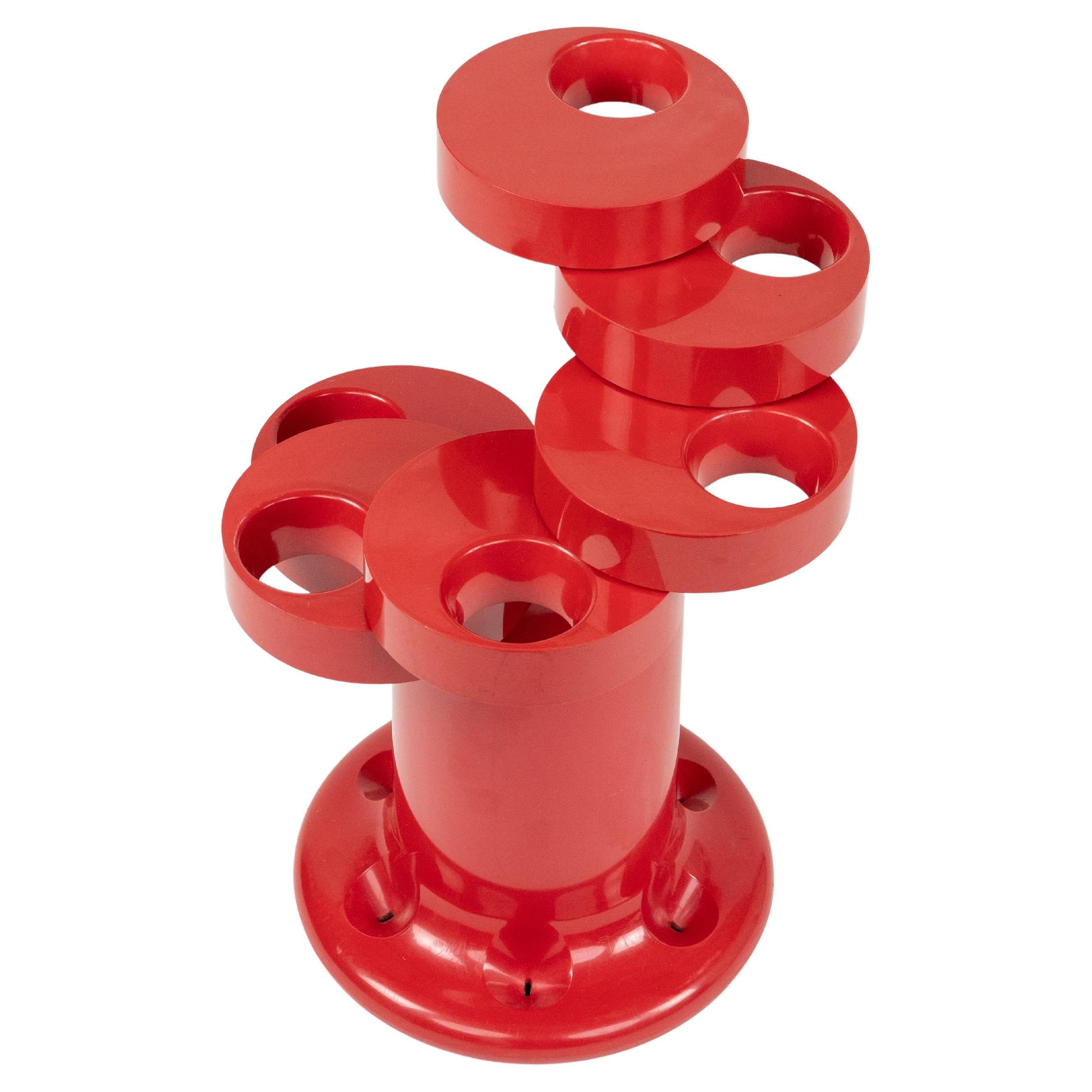 Red Pluvium Umbrella Stand Giancarlo Piretti for Anonima Castelli Italy 1970s