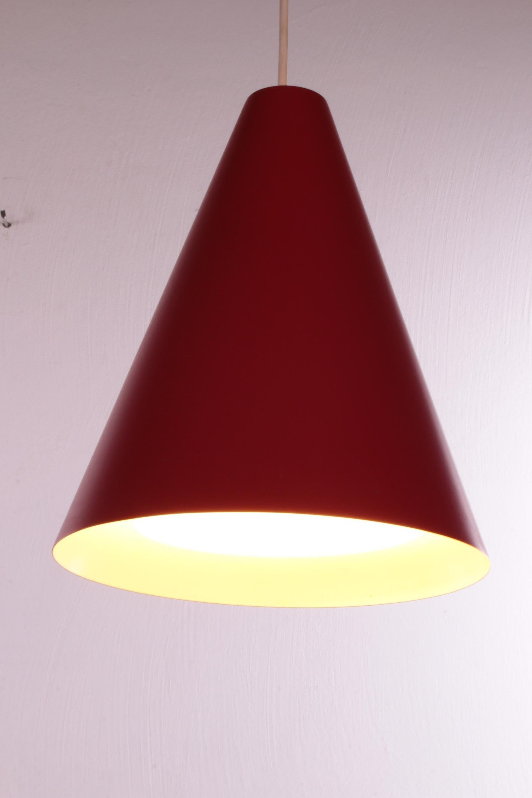 Red Point Hanging Lamp with Glass in It Made in the 1960s In Good Condition For Sale In Oostrum-Venray, NL