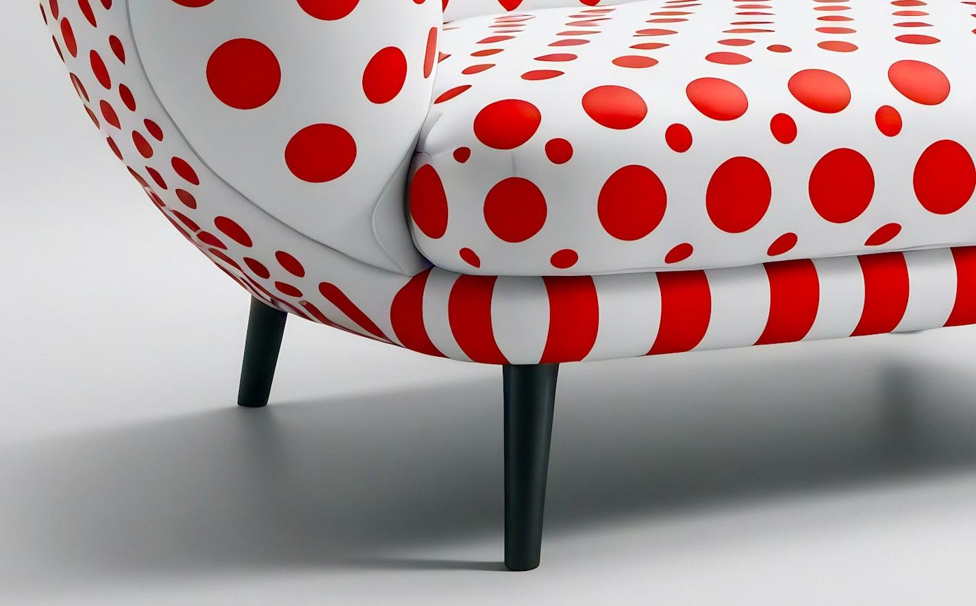 Roter Polkadot-Loungesessel (Moderne der Mitte des Jahrhunderts) im Angebot