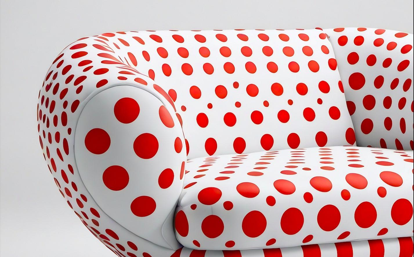 Roter Polkadot-Loungesessel (Indisch) im Angebot