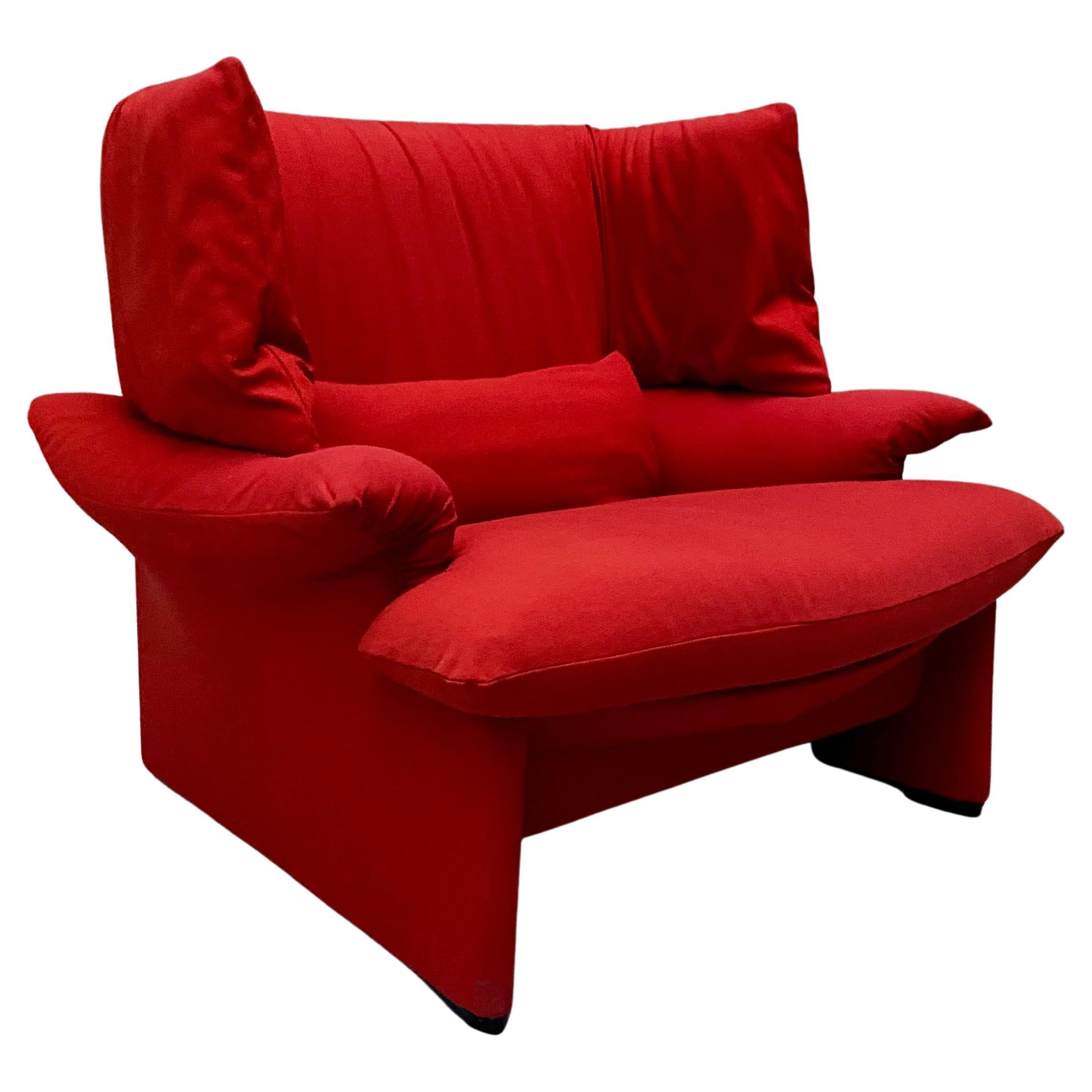 Red "Poltovenere" Wingback Lounge Chair by Vico Magistretti for Cassina, Italy For Sale