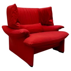 Fauteuil de salon Wingback rouge « Poltovenere » de Vico Magistretti pour Cassina, Italie