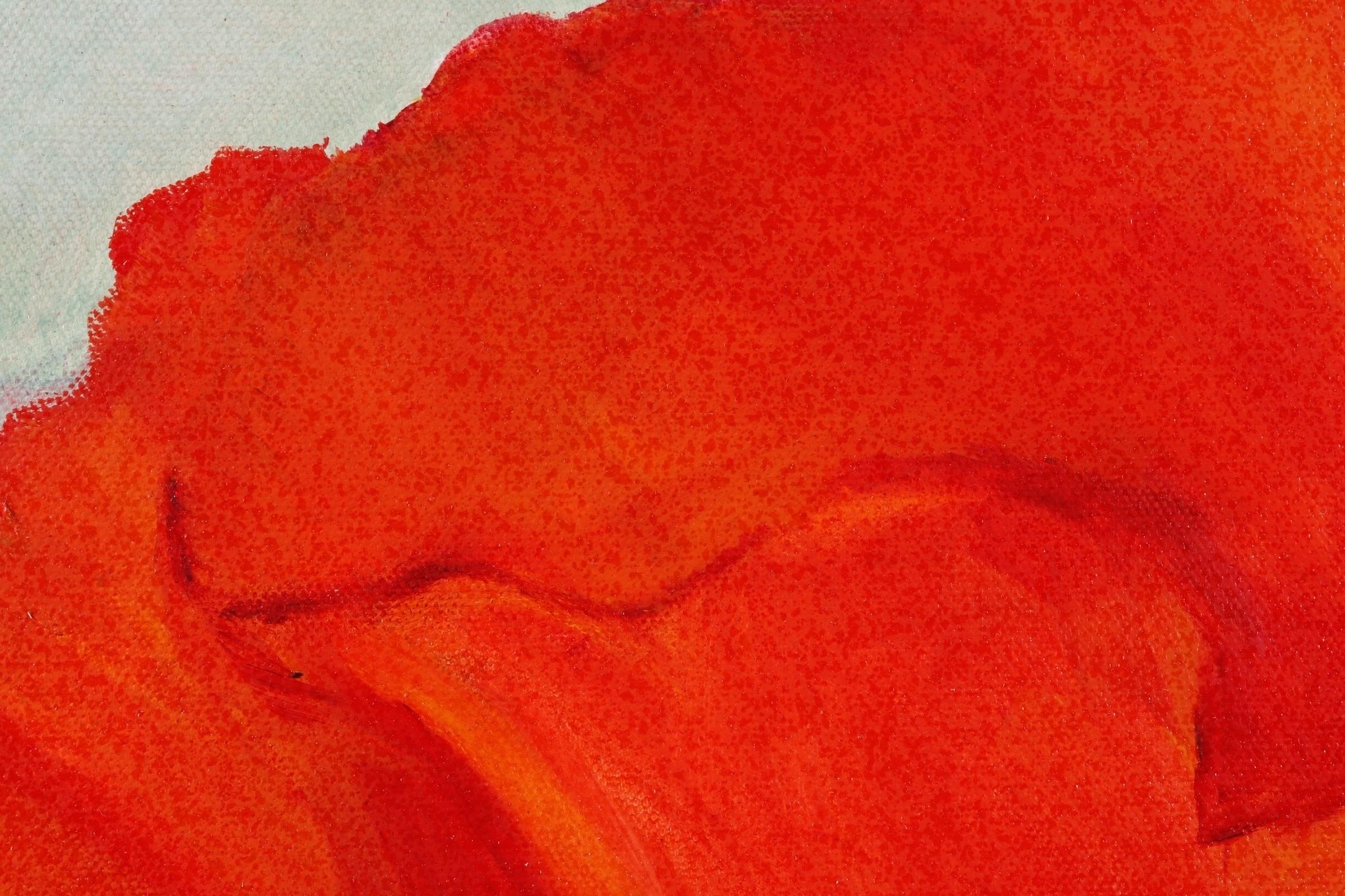 20th Century ‘Red Poppy’ Georgia O’Keefe Replica Oil on Canvas For Sale