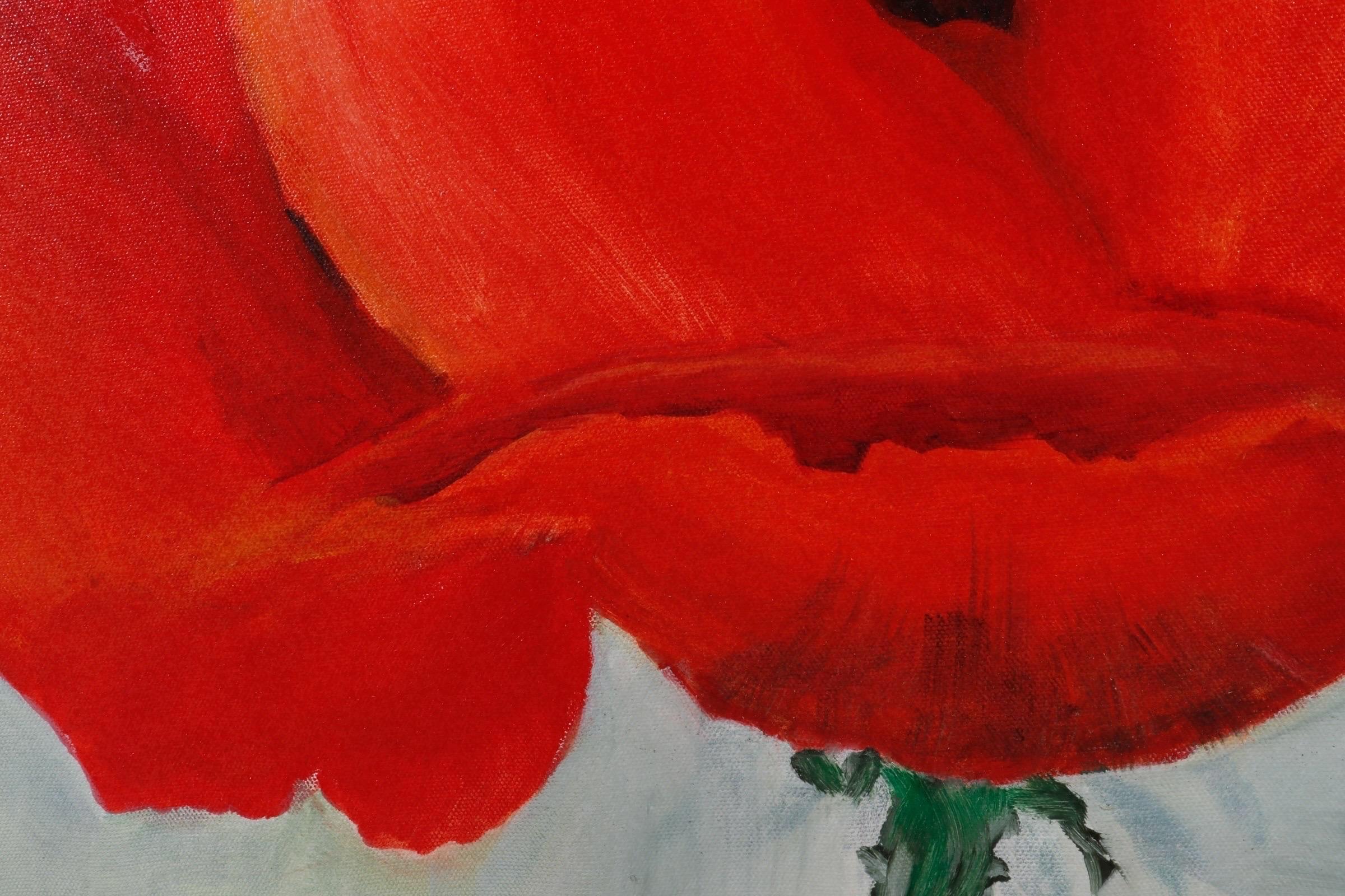 ‘Red Poppy’ Georgia O’Keefe Replica Oil on Canvas For Sale 1