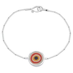 Red Porcelain Evil Eye Sterling Silver Bracelet