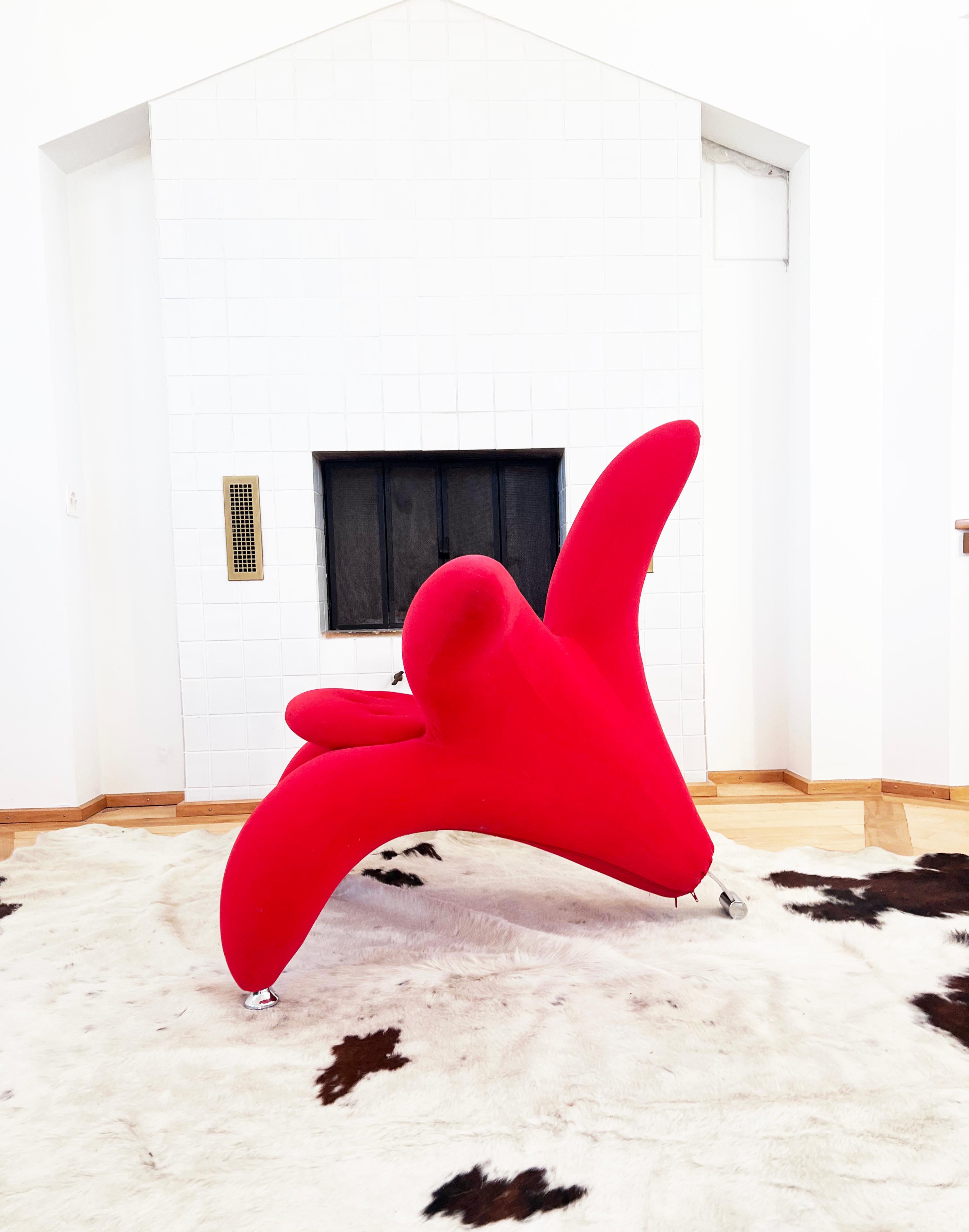 Red Post Modern 90s Getsuen Lily Flower Chair Designed by Masonaria Umeda Edra 1