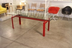Red Post Modern Glass Top Dining Table