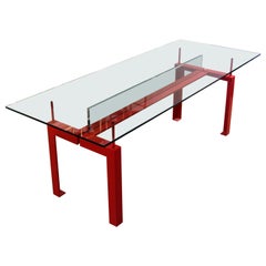 Red Post Modern Glass Top Dining Table
