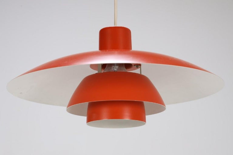 Mid-Century Modern Red Poul Henningsen Lamp, Danish Design For Sale