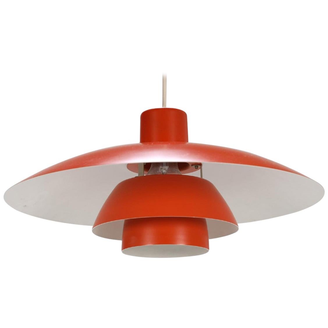Red Poul Henningsen Lamp, Danish Design