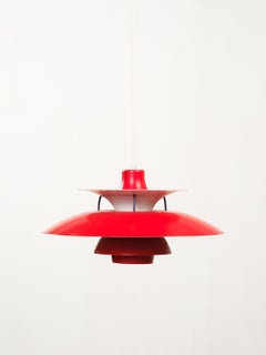 Red Poul Henningsen "PH 5" Pendant, Orno, 1960s