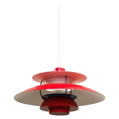 Red Poul Henningsen "PH 5" Pendant, Orno, 1960s
