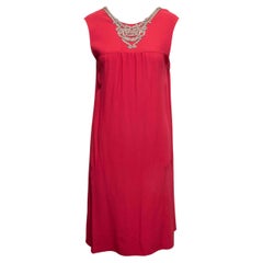 Red Prada Rhinestone-Embellished Sleeveless Dress Size IT 42