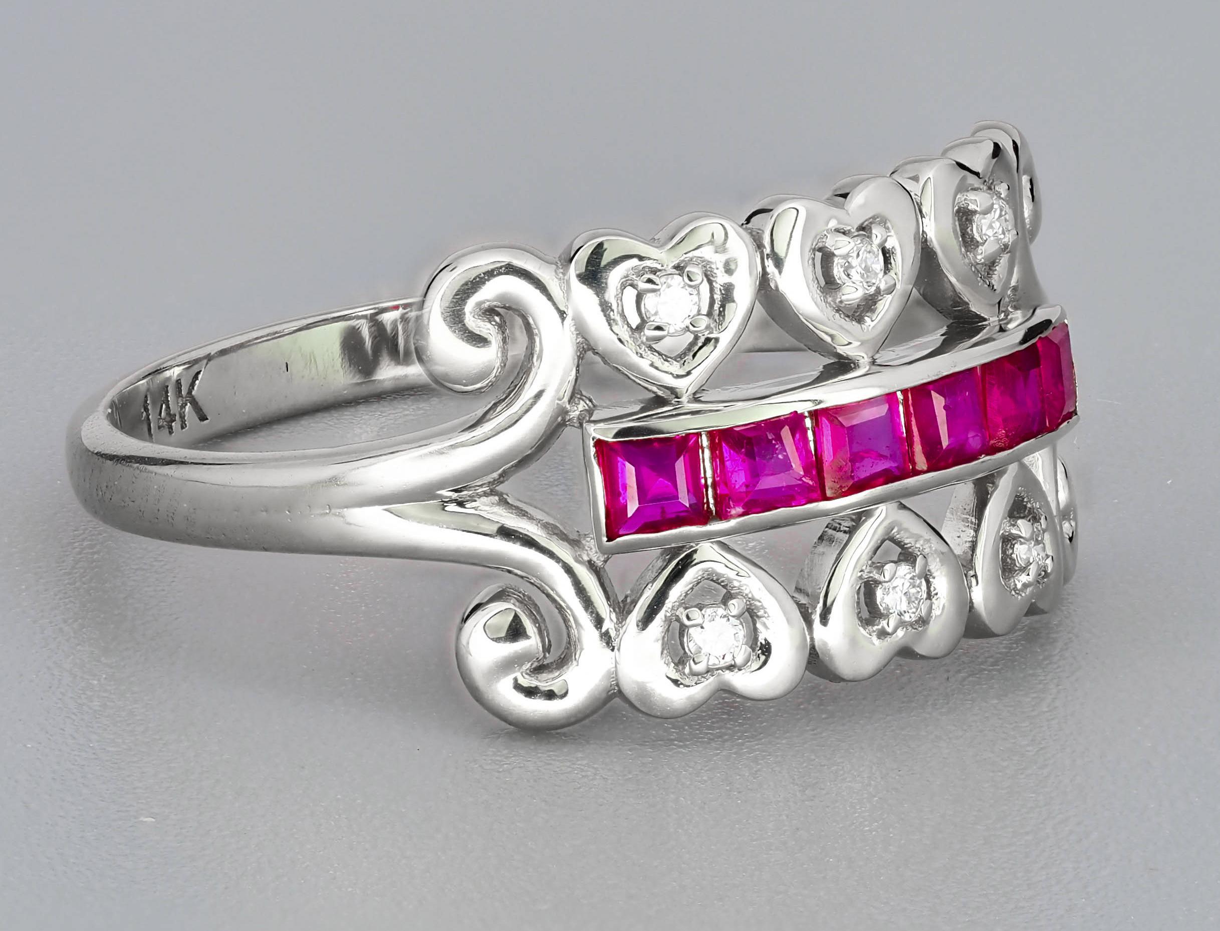 in vendita:  Anello d'oro 14k con rubino rosso princess 3