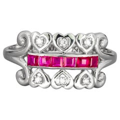 Red princess ruby gemstone 14k gold ring.
