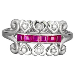Bague en or 14k avec rubis princesse rouge