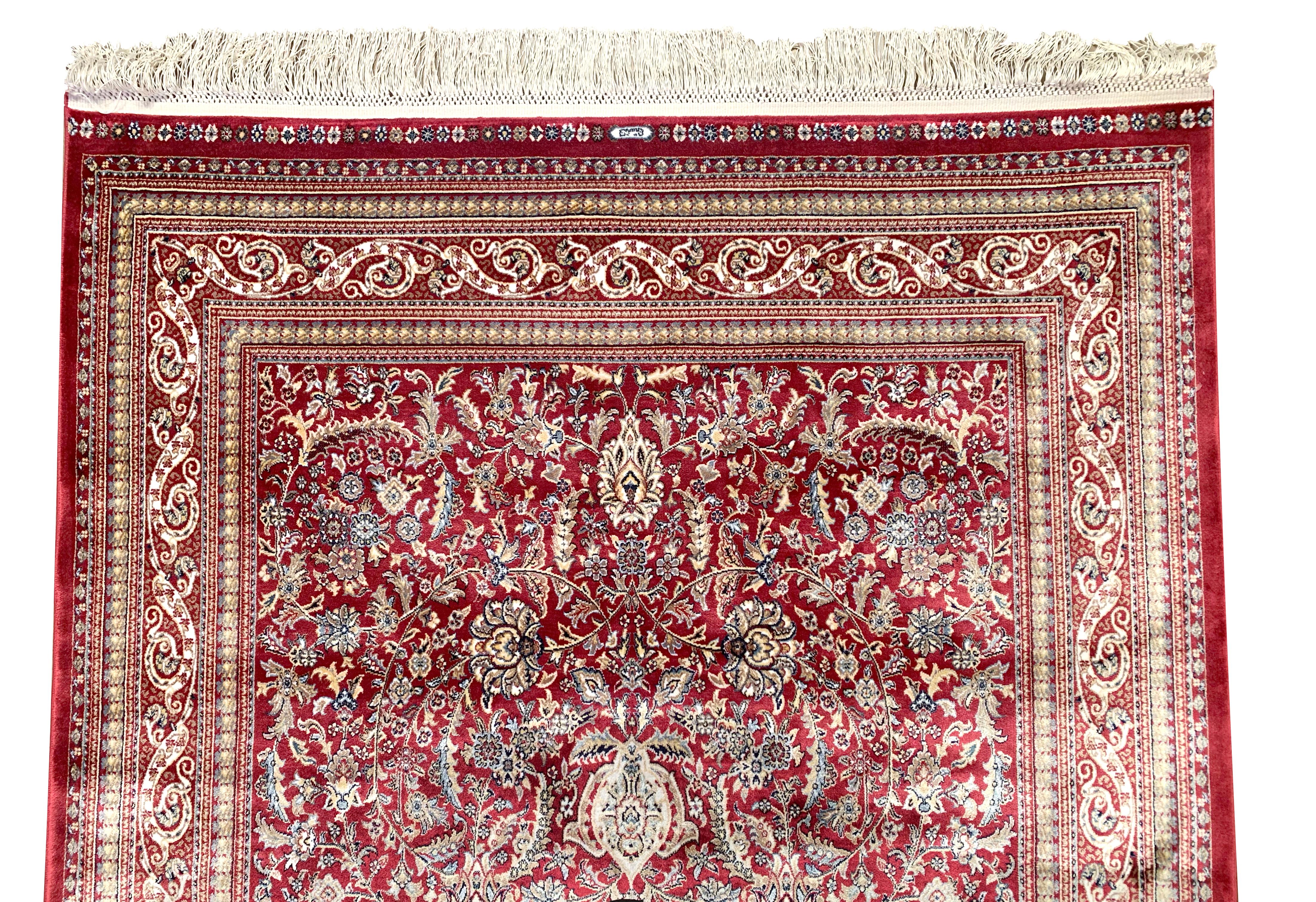 Red Pure Silk Turkish Rug, 1000 KPSI In New Condition For Sale In Laguna Hills, CA