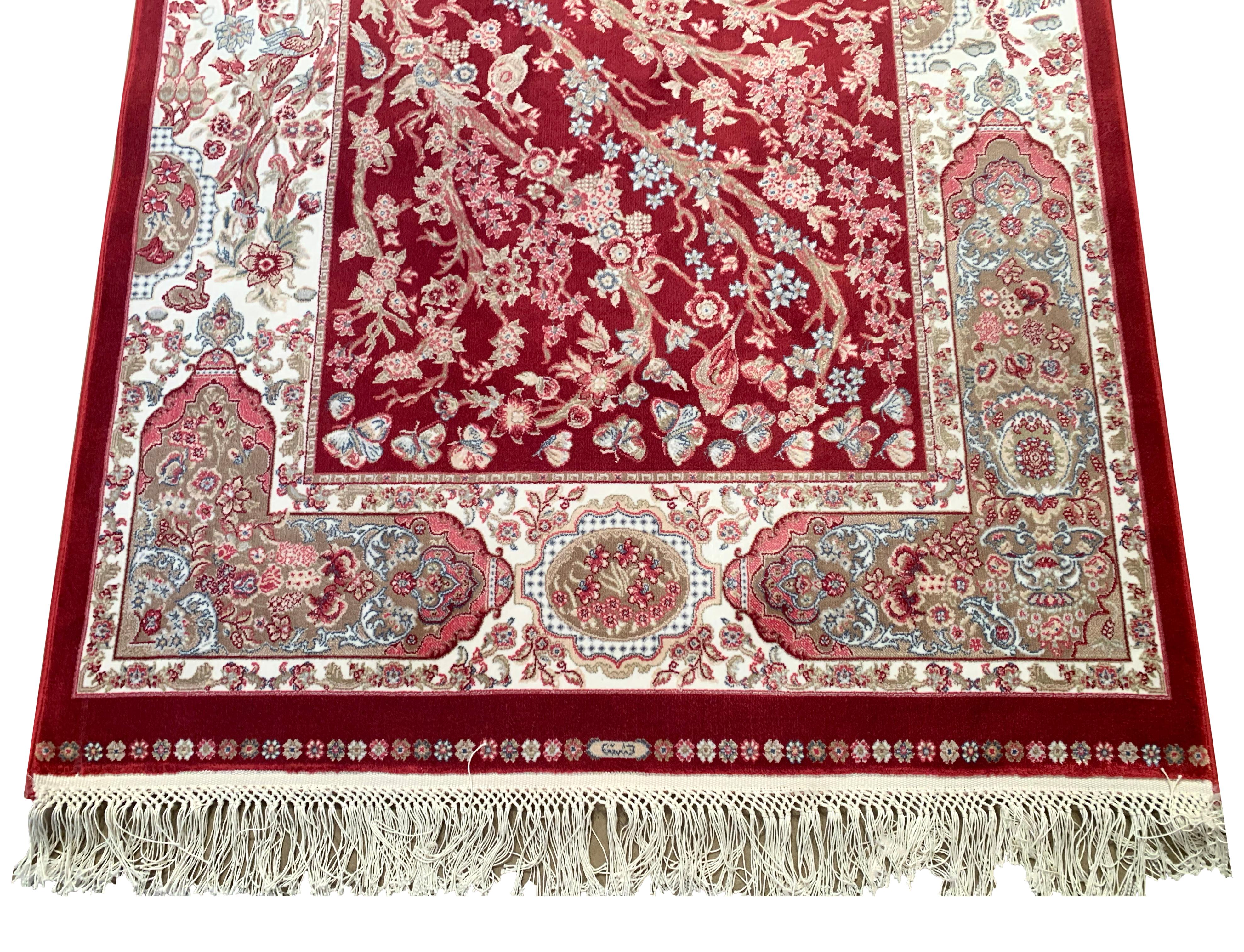 Roter türkischer Teppich aus reiner Seide, 1000 KPSI (21. Jahrhundert und zeitgenössisch) im Angebot