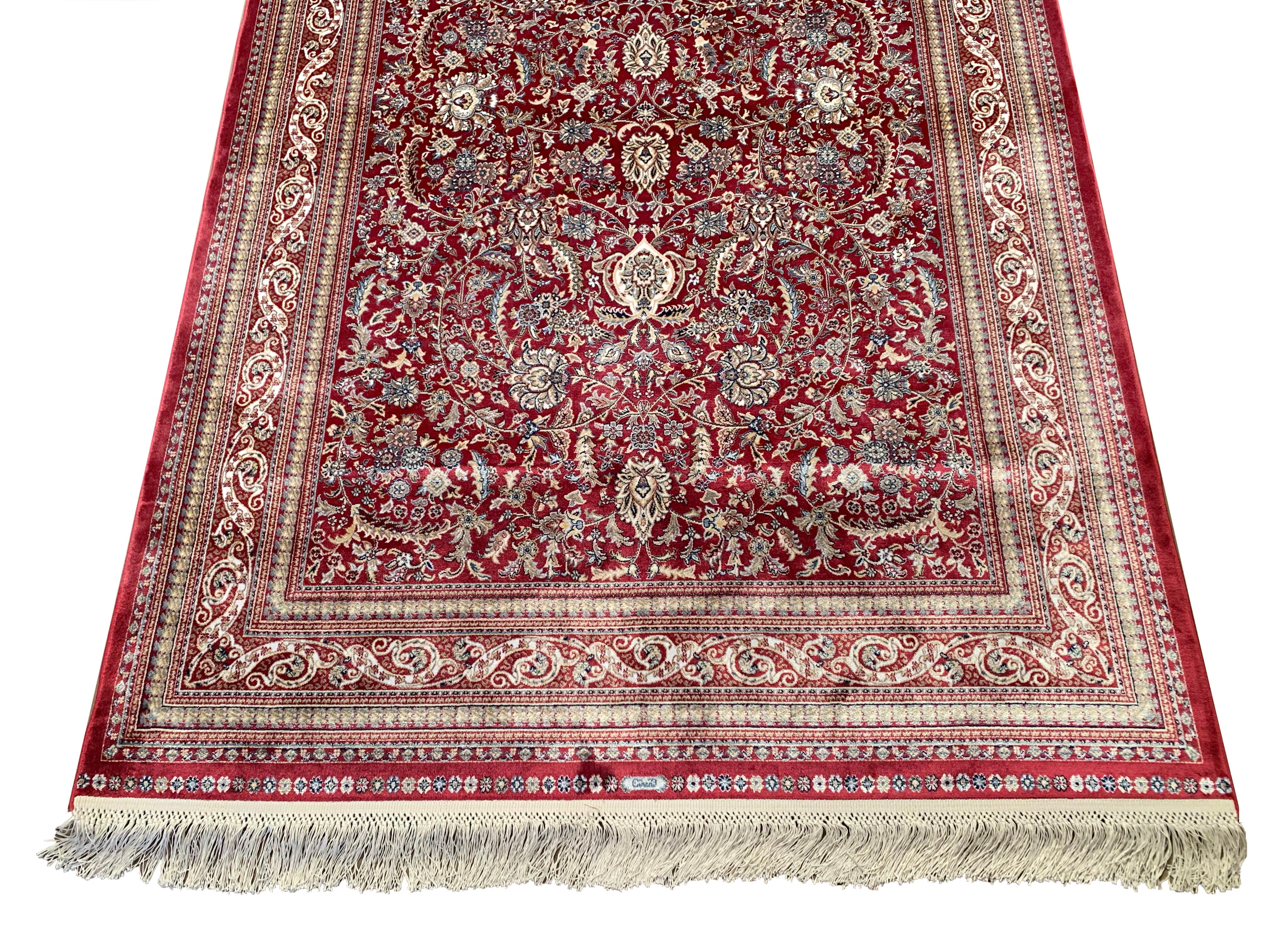 Contemporary Red Pure Silk Turkish Rug, 1000 KPSI For Sale
