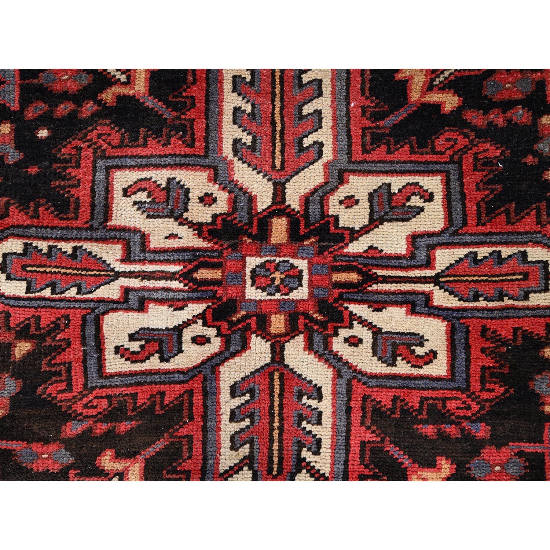 Red Pure Wool Hand Knotted Persian Vintage Heriz Excellent Cond Oriental Rug For Sale 4