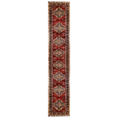Red, Purple and Black Handmade Wool Turkish Old Anatolian Konya Distressed Rug