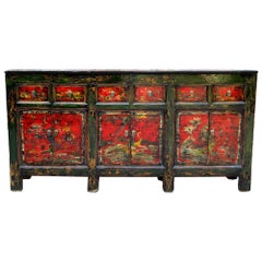 Antique Red Qing Hai Buffet Sideboard