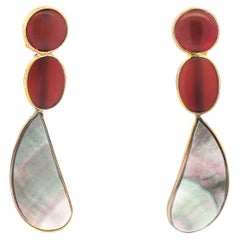 Orecchini a goccia di quarzo rosso e labradorite in argento placcato oro