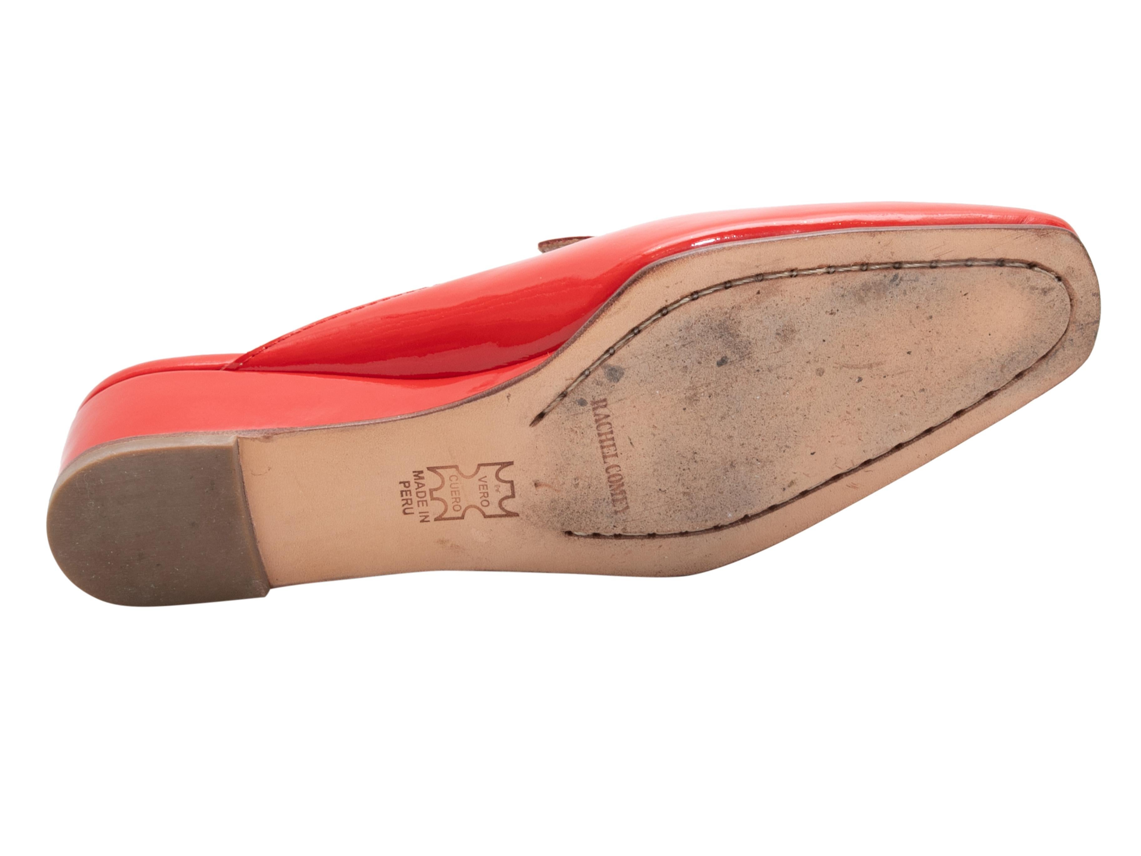 Red patent leather wedge mules by Rachel Comey. 2