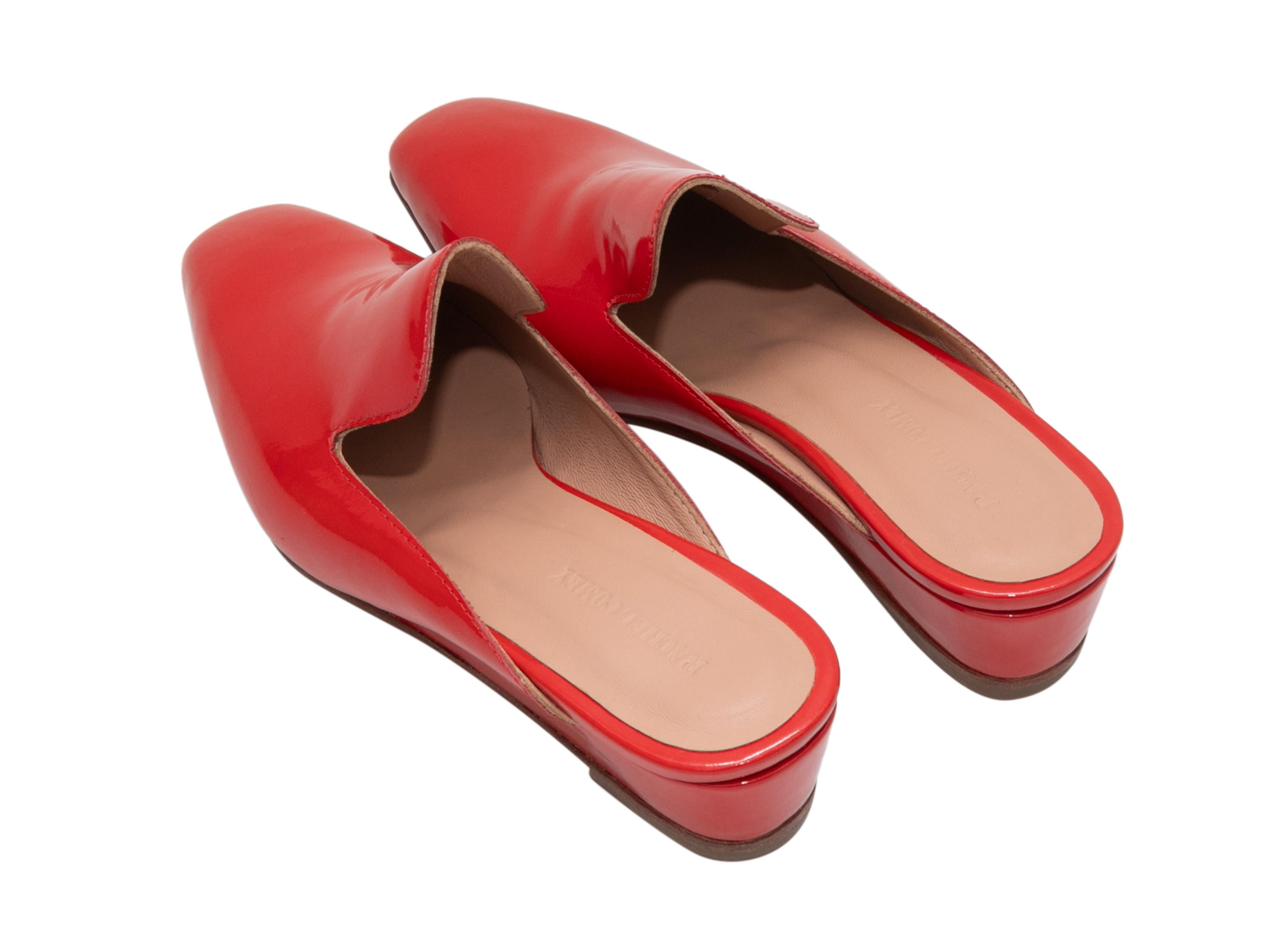 Women's Red Rachel Comey Patent Wedge Mules Size 37 For Sale