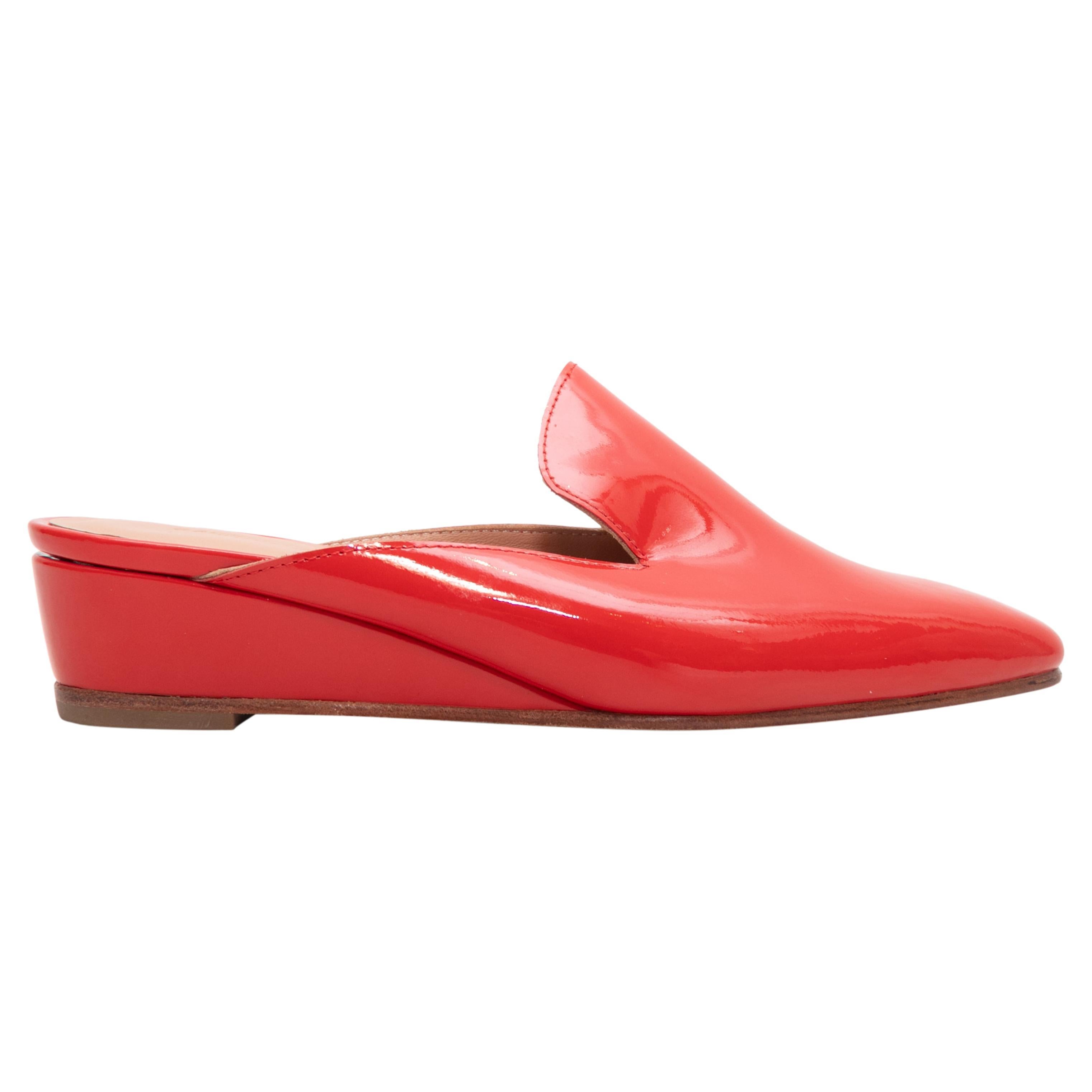 Red Rachel Comey Patent Wedge Mules Size 37 For Sale