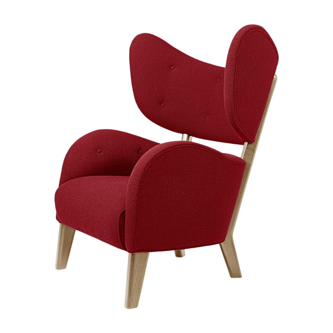 Red Raf Simons Vidar 3 natural oak my own chair lounge chair by Lassen
Dimensions: W 88 x D 83 x H 102 cm 
Materials: Textile

Flemming Lassen's iconic armchair from 1938 was originally only made in a single edition. First, the then