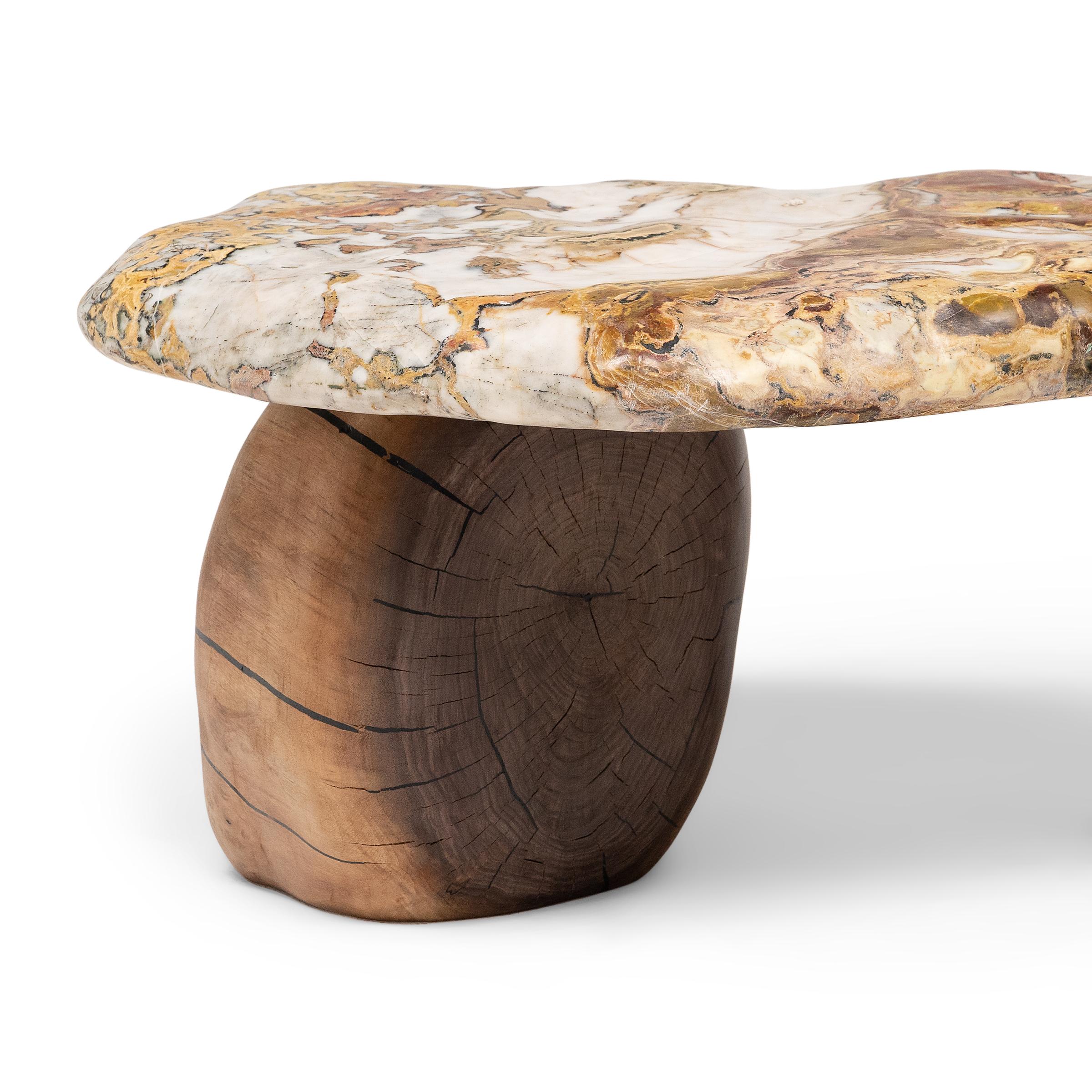 Chinese Red Raku Stone Coffee Table